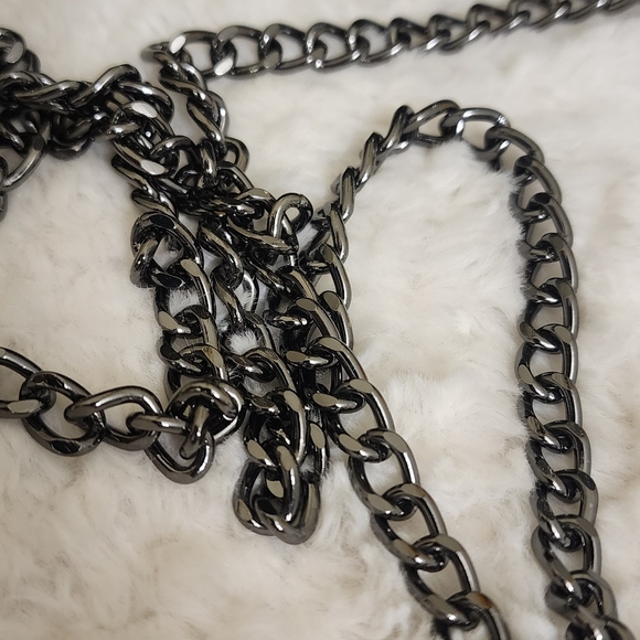 Black Studded Crossbody Bag with Chain Strap - Picture 3 of 8